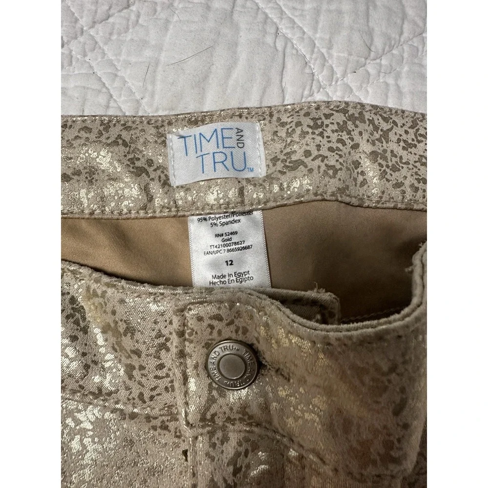 TIME AND TRU MID RISE SLIM FIT PANTS - GOLD - SIZE 12. Polyester - Picture 3 of 6